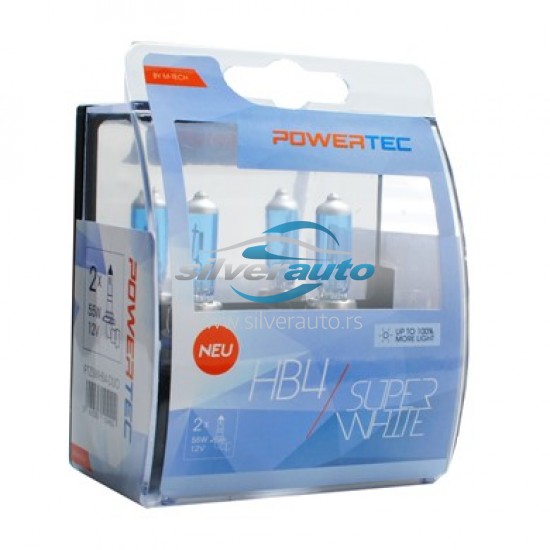 Auto sijalica Powertec Superwhite HB4 /cena za par sijalica/ - Powertec Super White (najpovoljnije cene www.silverauto.rs)