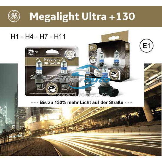 Auto sijalica 12v H1 Megalight + 130 General Electric /cena za par sijalica/ - General Electric sijalice