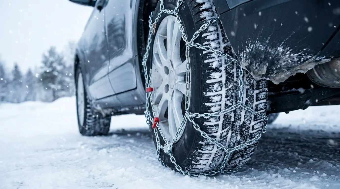 Lanci za sneg montirani na gumi automobila